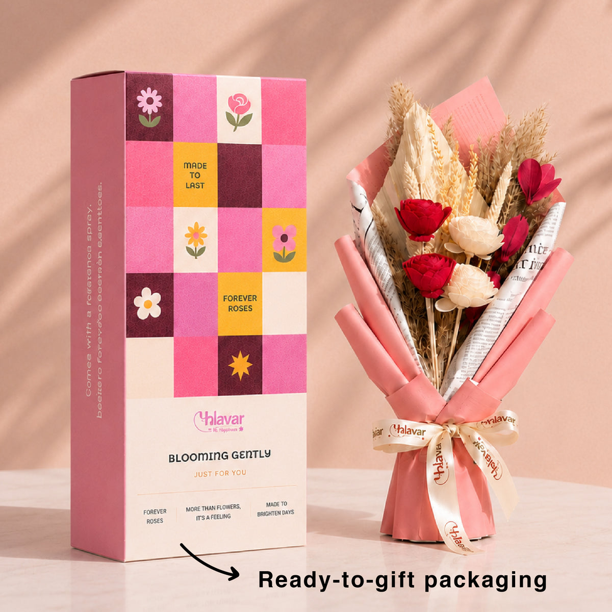 Blush Muse | Dried Pink Rose Arrangement with Fragrance Spray