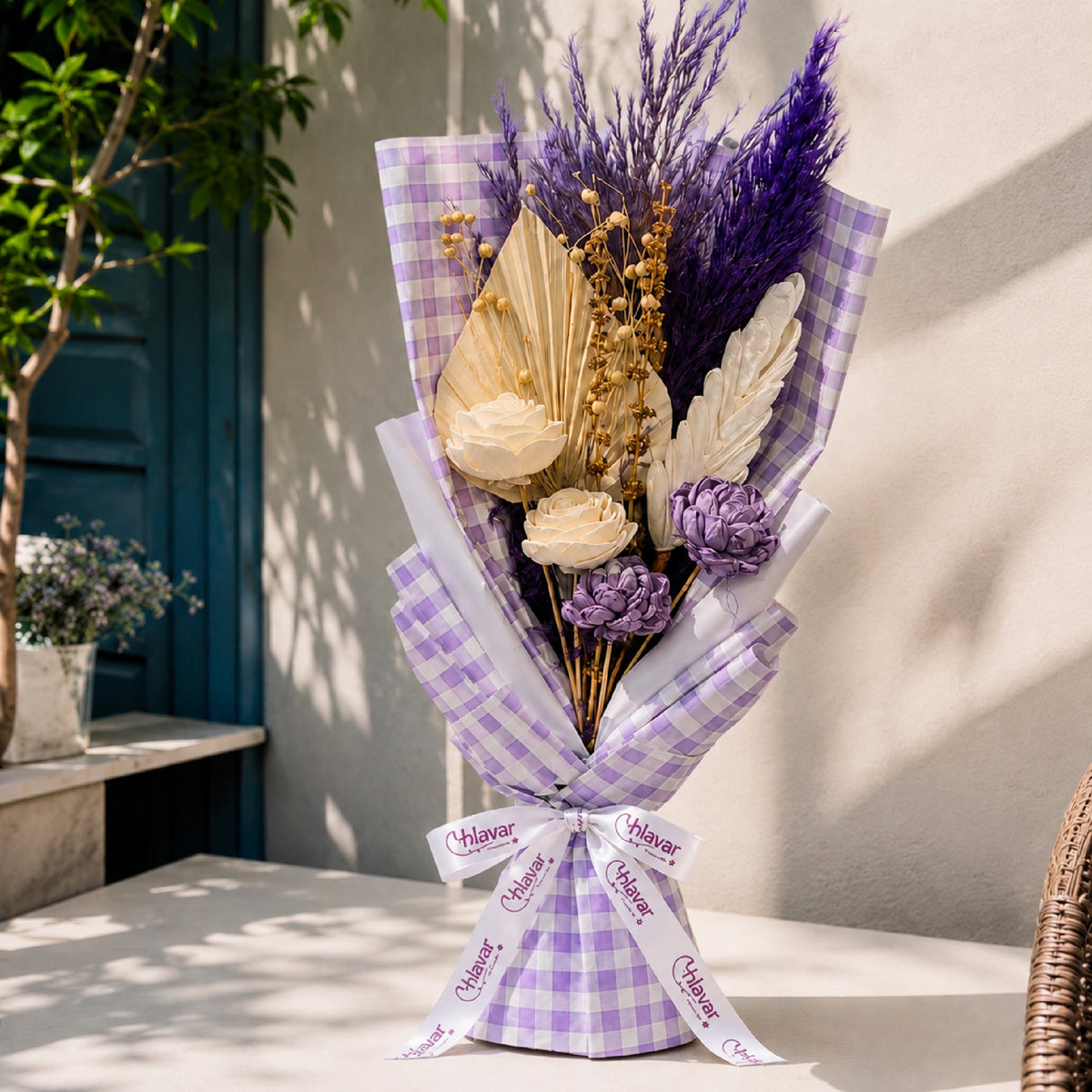 Lilac Muse | Dried Purple Flower Arrangement with Fragrance Spray