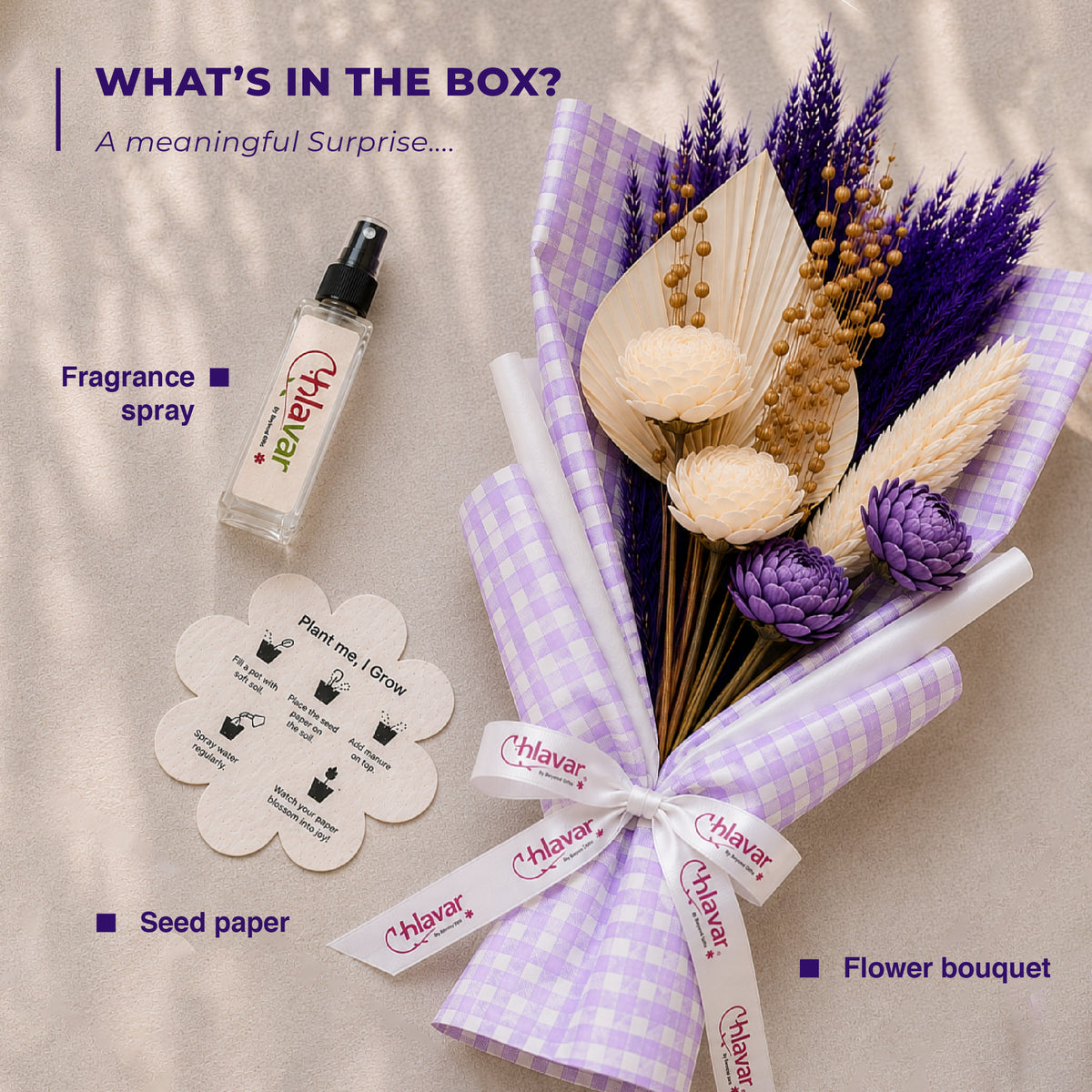 Lilac Muse | Dried Purple Flower Arrangement with Fragrance Spray