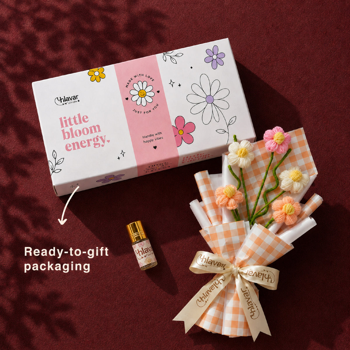 The Good Bunch – Cord Daisy Bouquet with Fragrance Roll-On