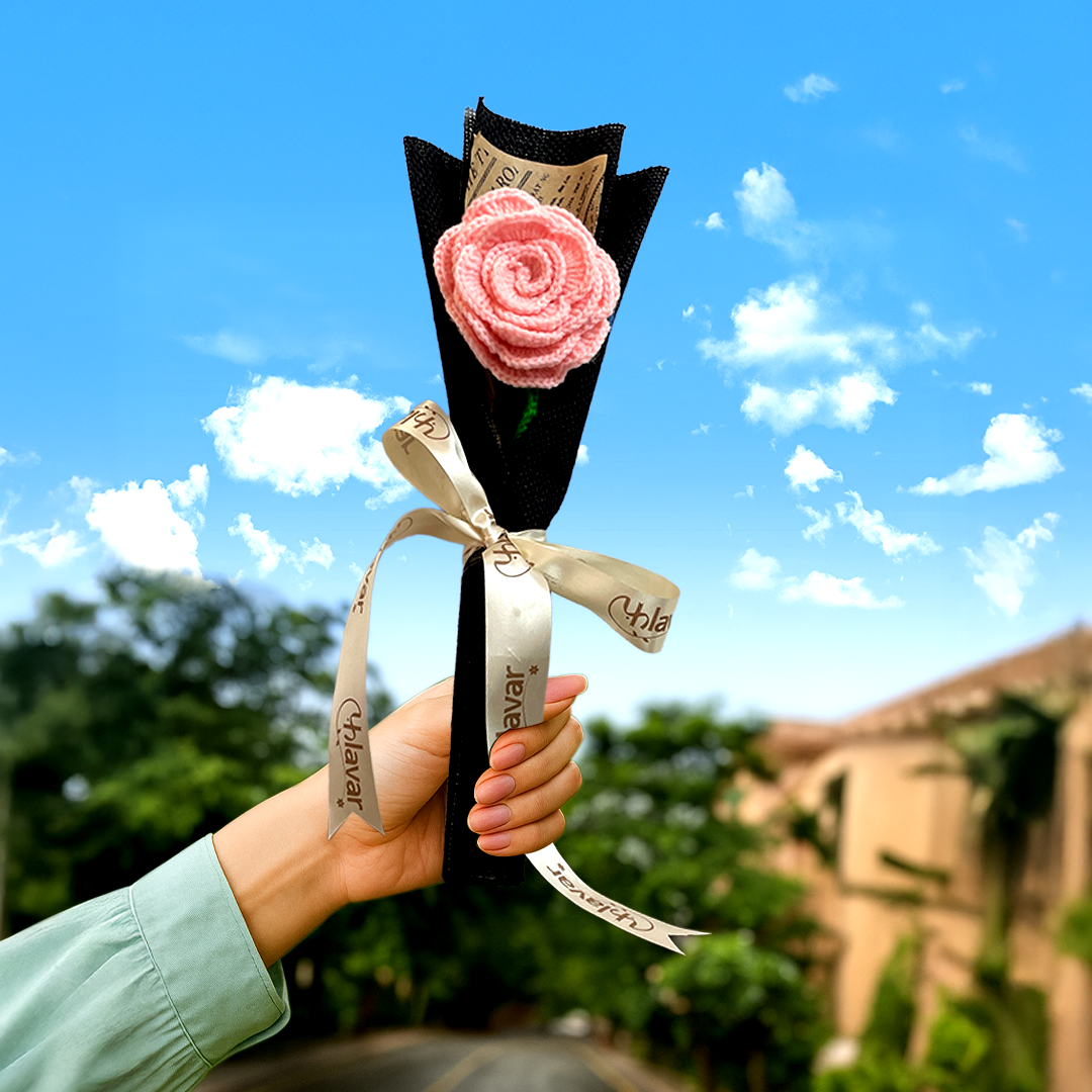 Single Crochet Pink Rose Bouquet