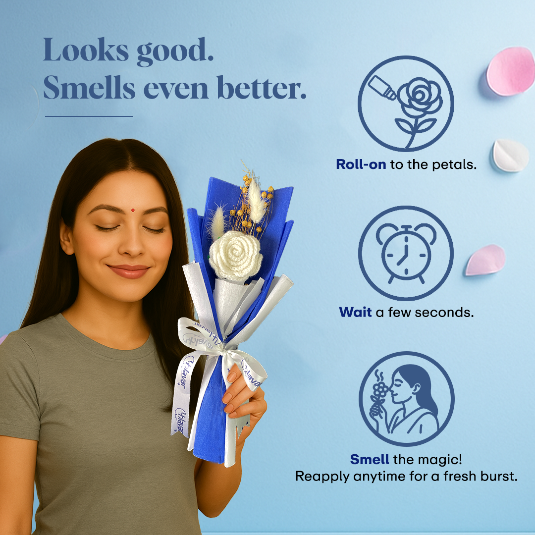 Single Crochet White Rose Bouquet