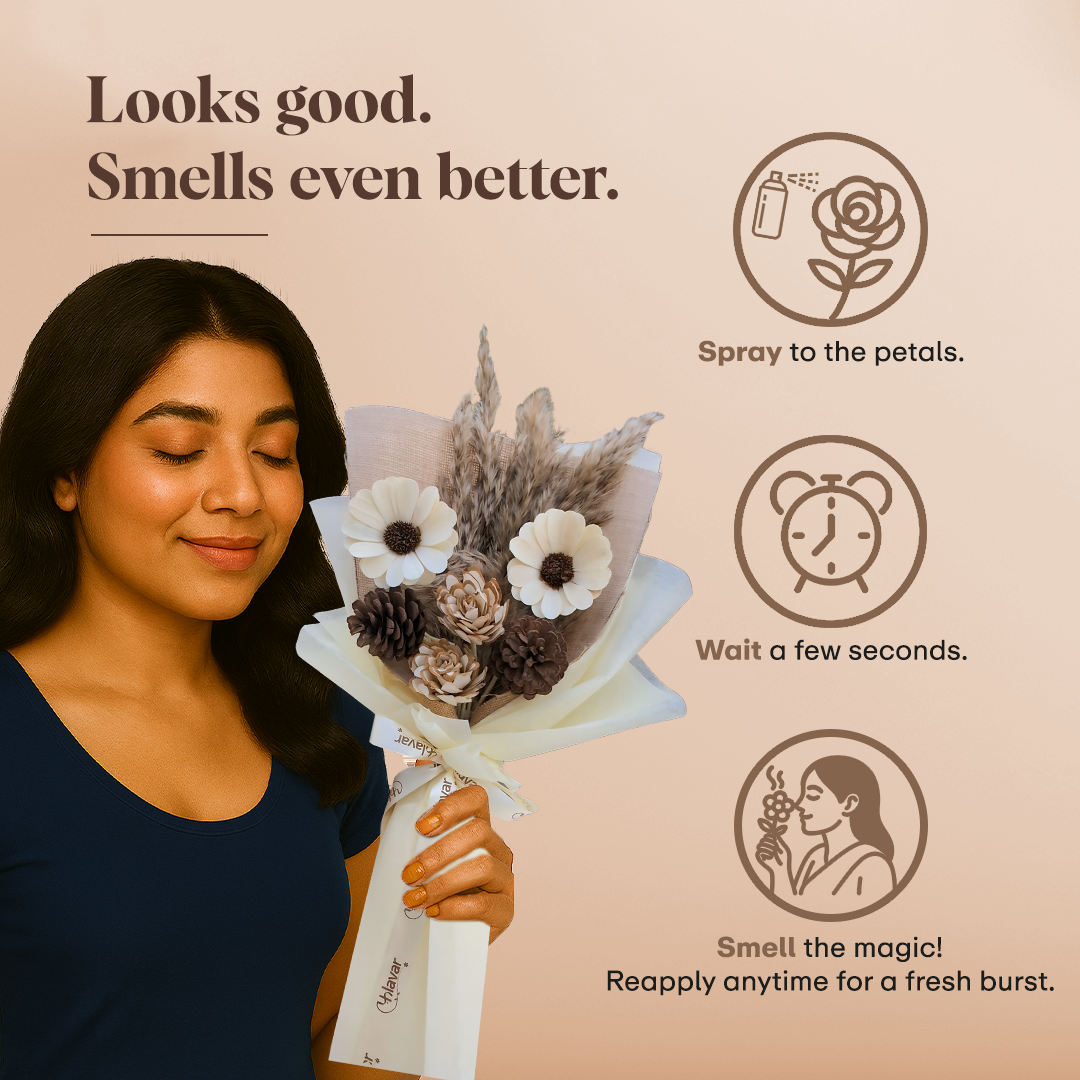 Rustic Daisy & Pinecone Dried Flower Bouquet - Premium Set of 6