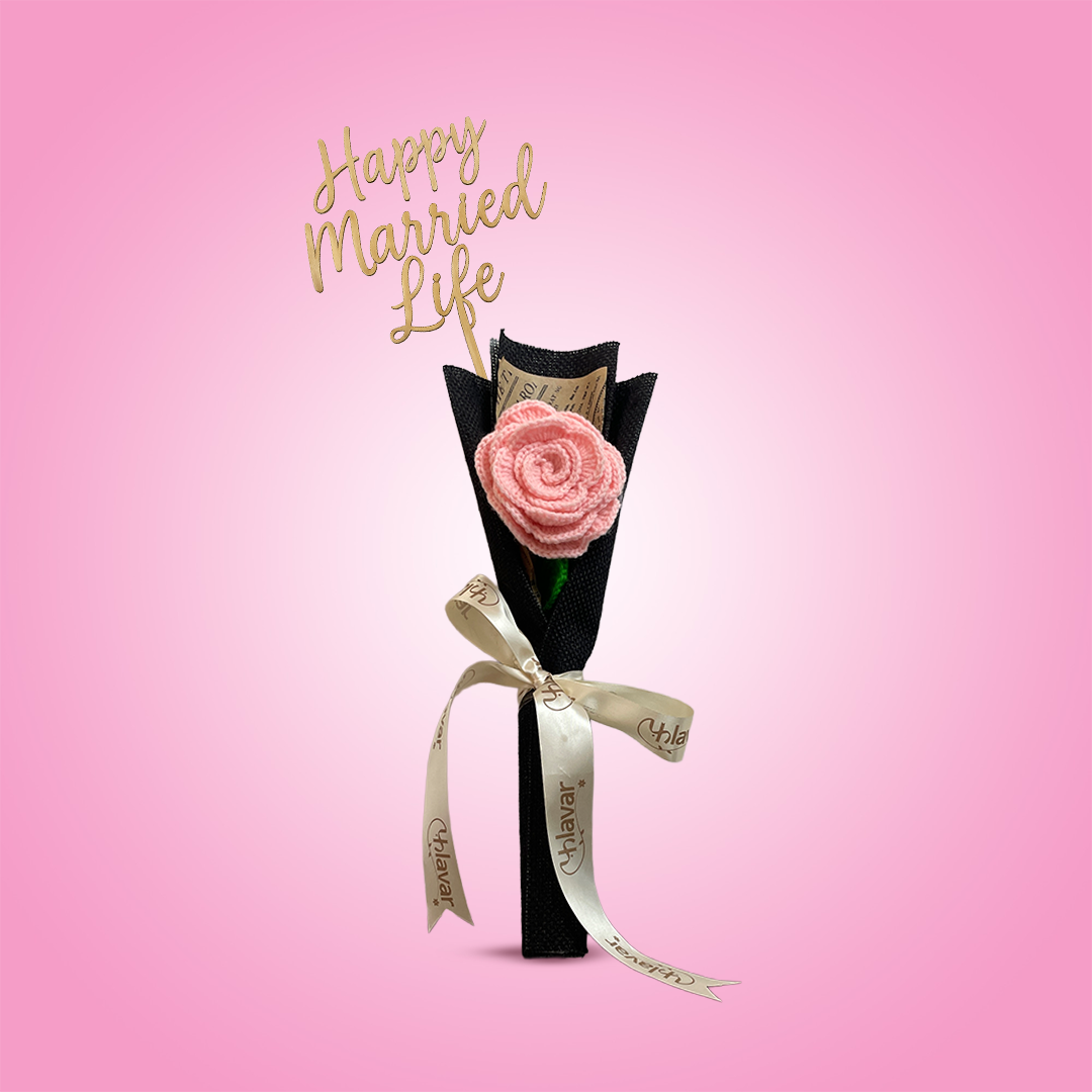 Single Crochet Pink Rose Bouquet