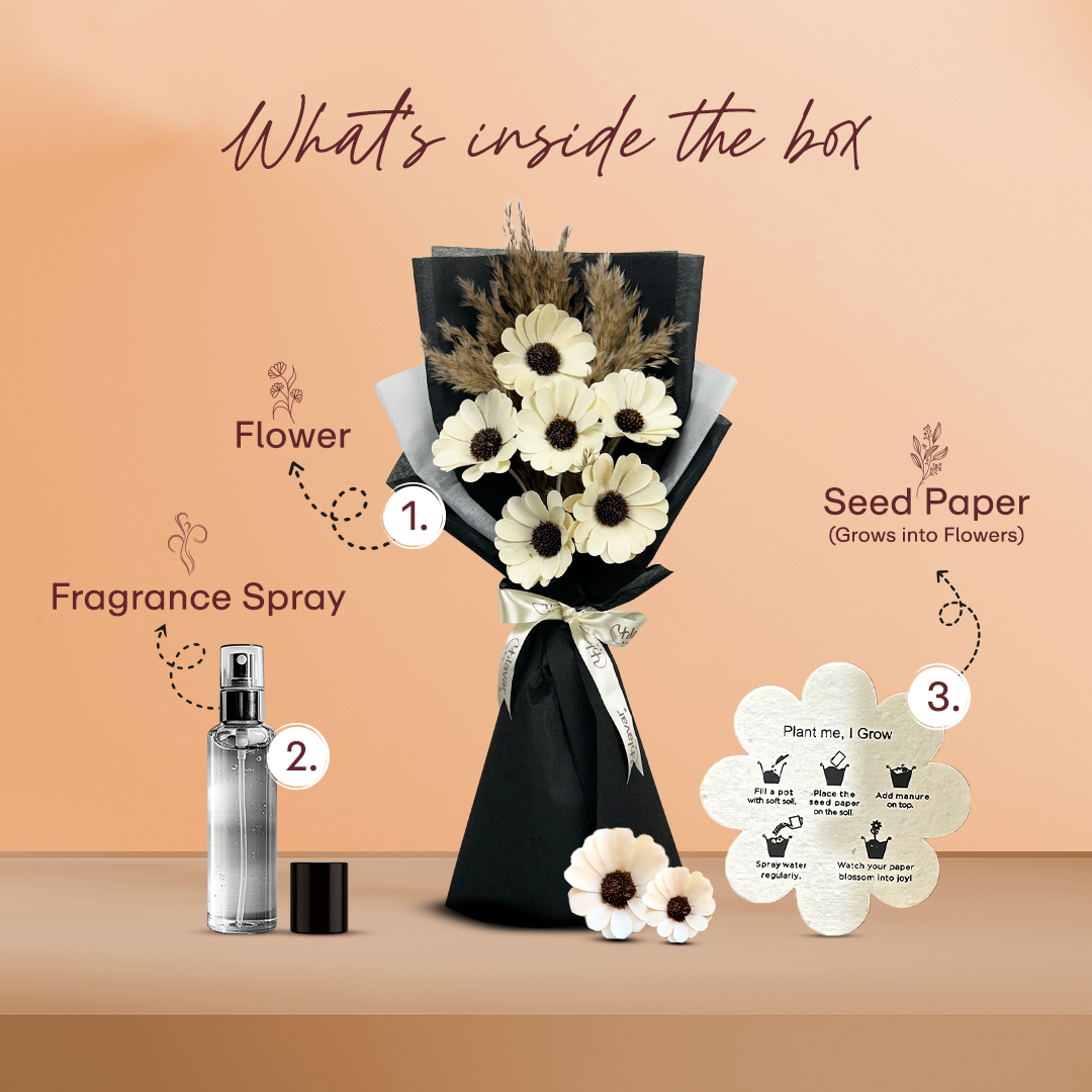 Daisy Dried Flower Bouquet - Elegant Set of 6