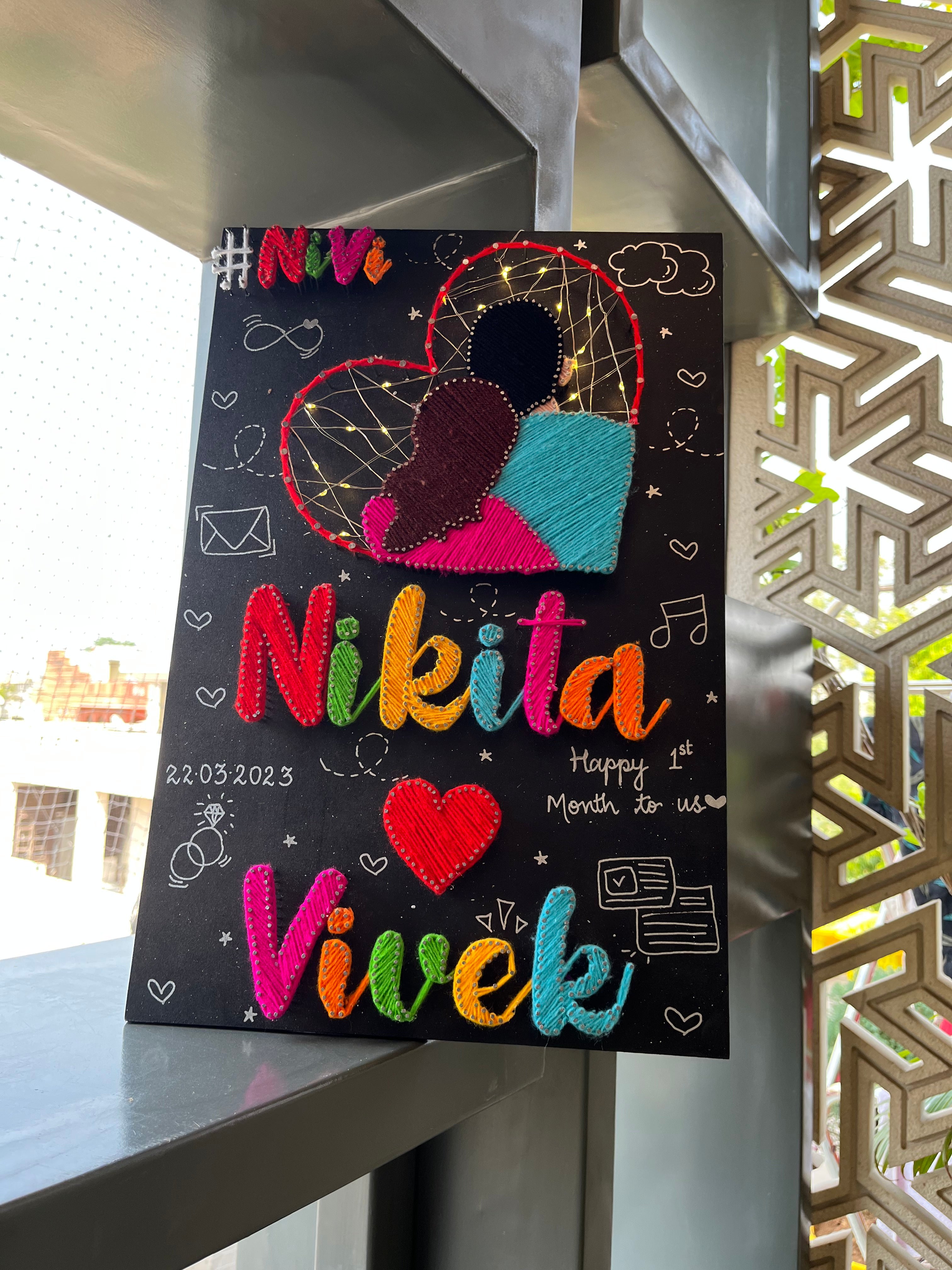 Connected Hearts: A String Art Masterpiece for Couples