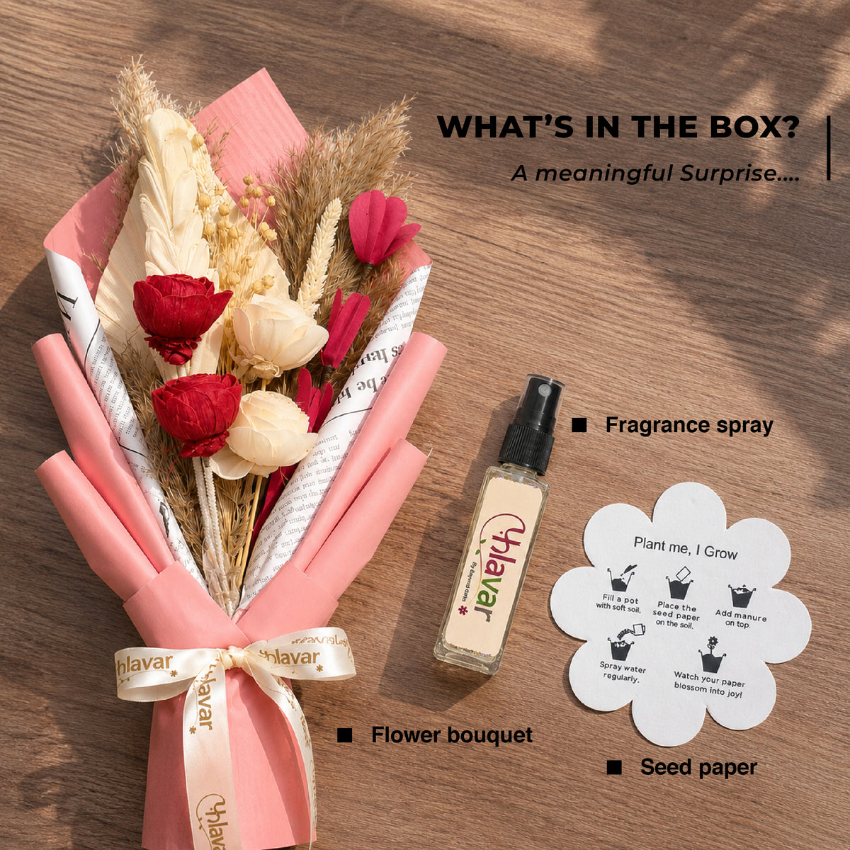 Blush Muse | Dried Pink Rose Arrangement with Fragrance Spray