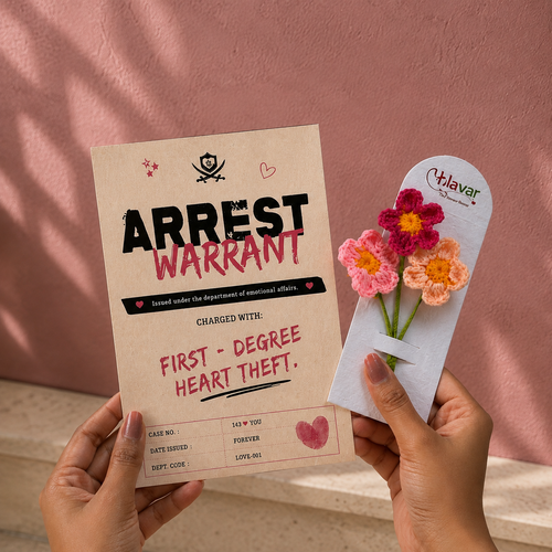 Beyond Gifts Arrest Warrant Greeting Card with Crochet Flower