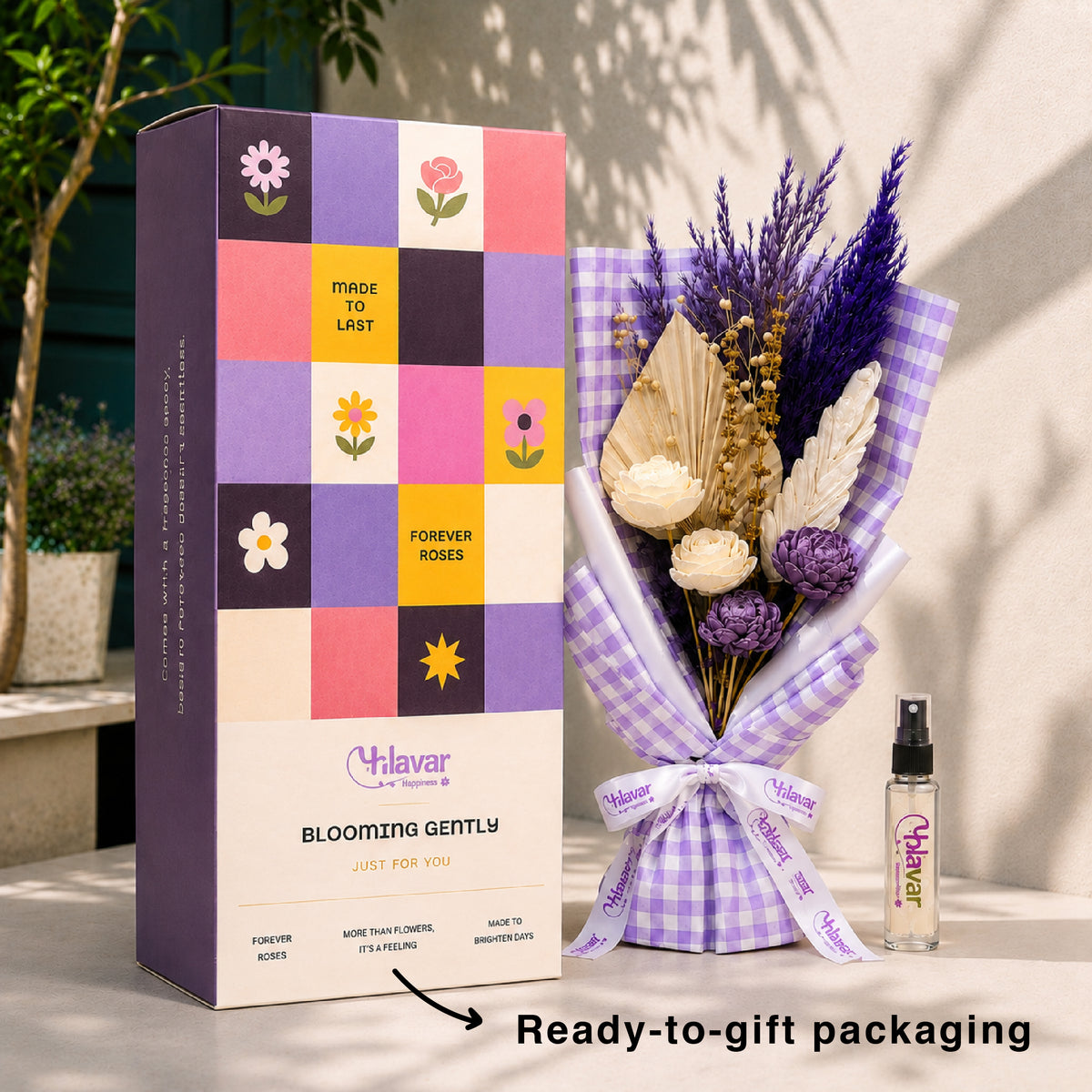 Lilac Muse | Dried Purple Flower Arrangement with Fragrance Spray