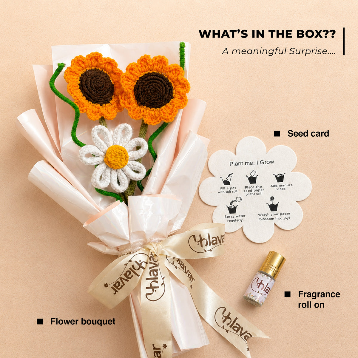 Golden Glow – Sunflower & Daisy Bouquet with Fragrance Roll On