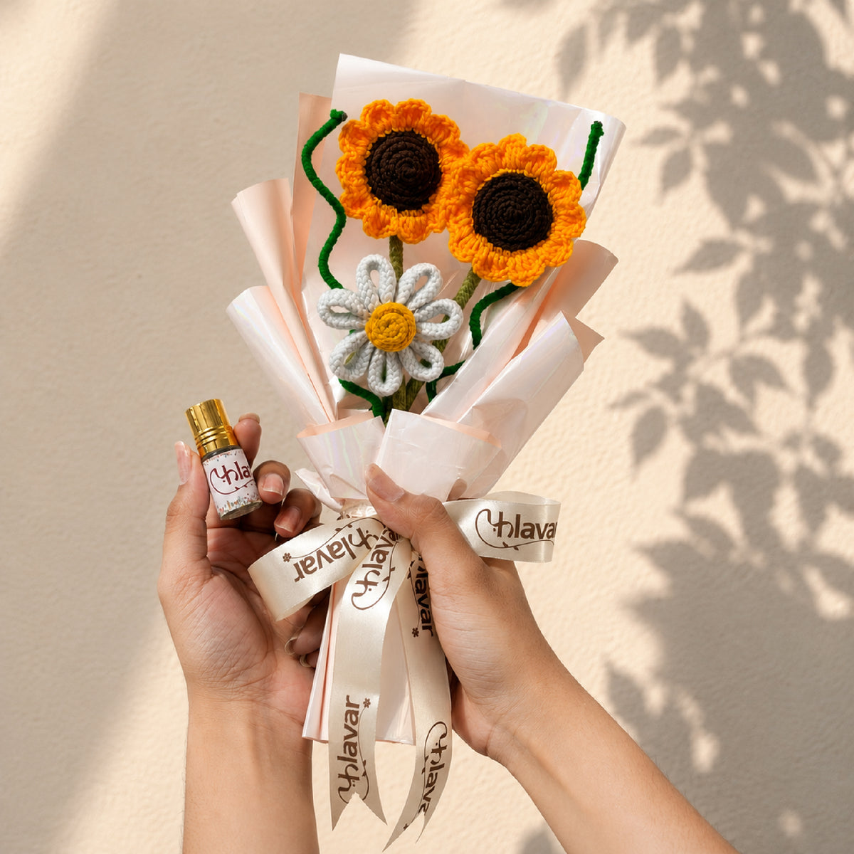 Golden Glow – Sunflower & Daisy Bouquet with Fragrance Roll On