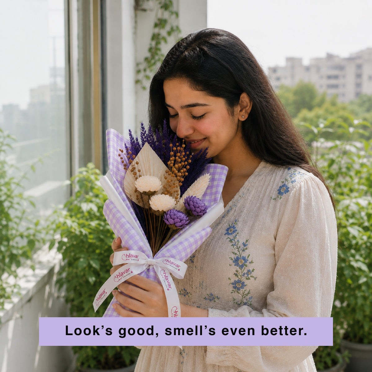 Lilac Muse | Dried Purple Flower Arrangement with Fragrance Spray