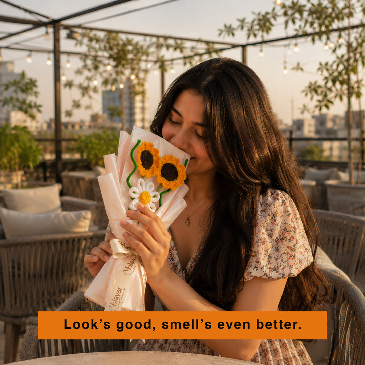Golden Glow – Sunflower & Daisy Bouquet with Fragrance Roll On