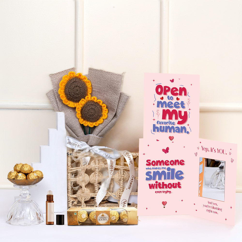Romantic Couple Gift Hamper – Flowers, Chocolate & Card