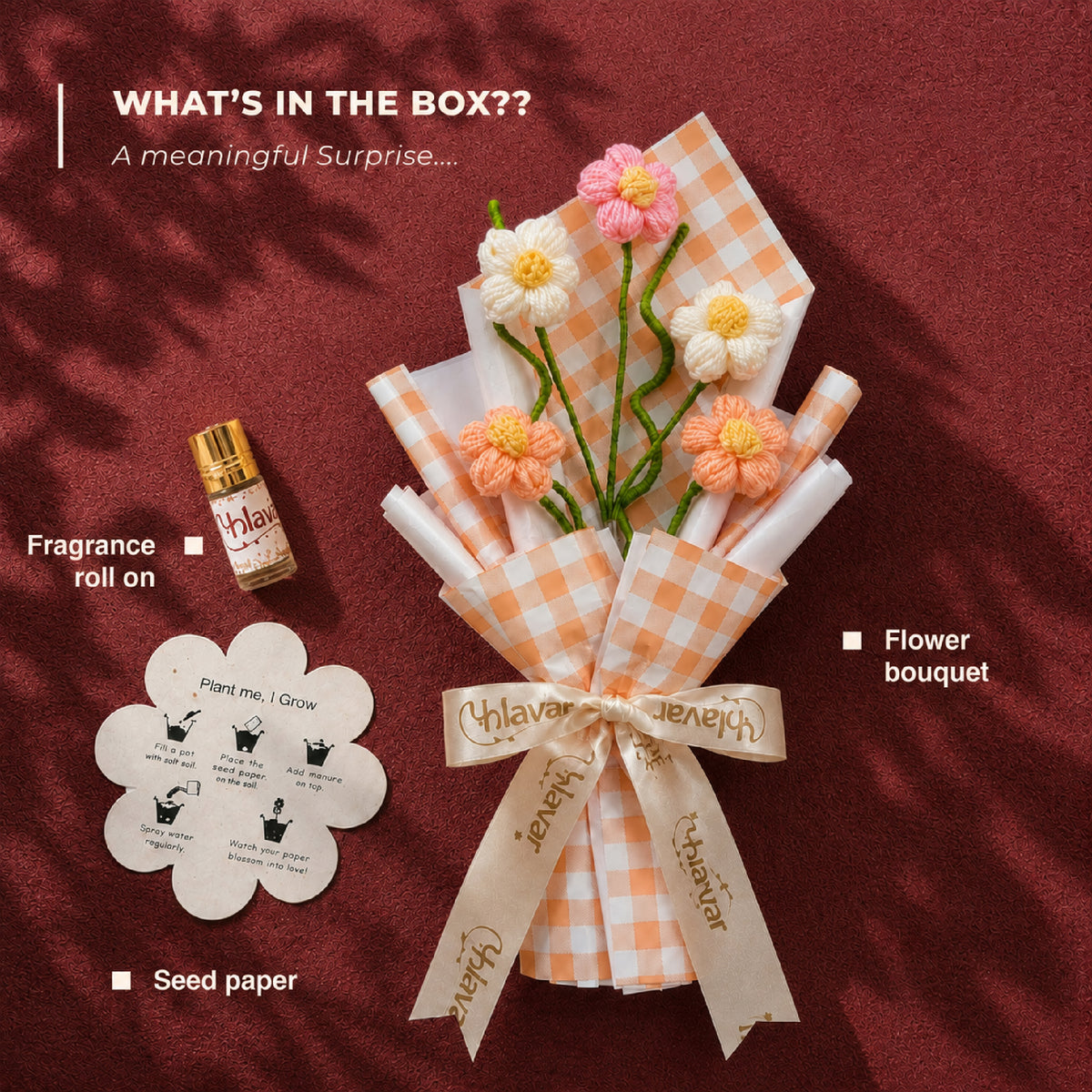 The Good Bunch – Cord Daisy Bouquet with Fragrance Roll-On
