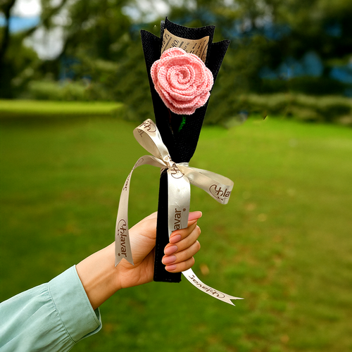 Single Crochet Pink Rose Bouquet
