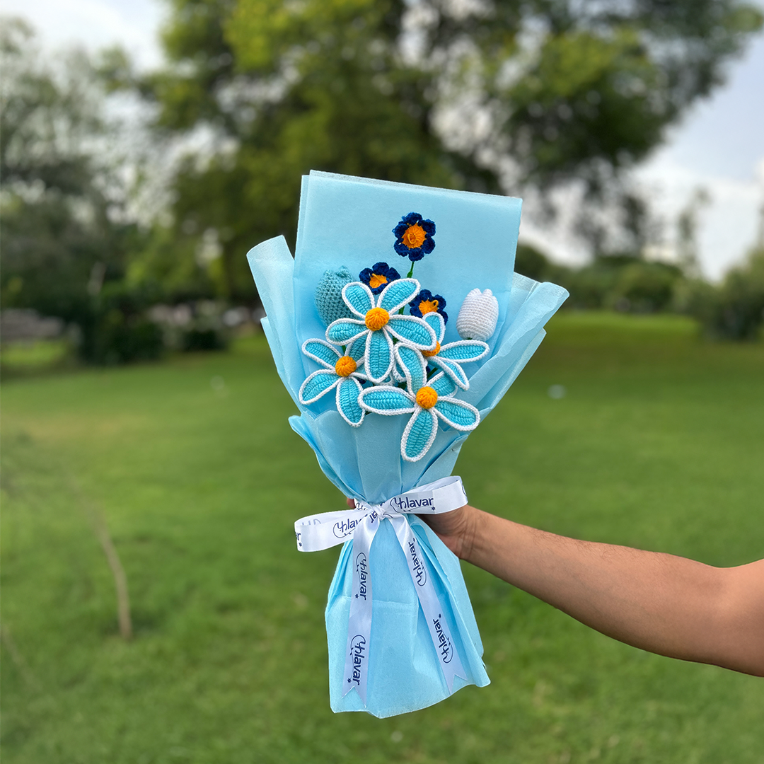 blue lily flower bouquet Blue Crochet Lily Bouquet