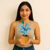 Tabletop Blue Lily – Handmade Crochet Decor