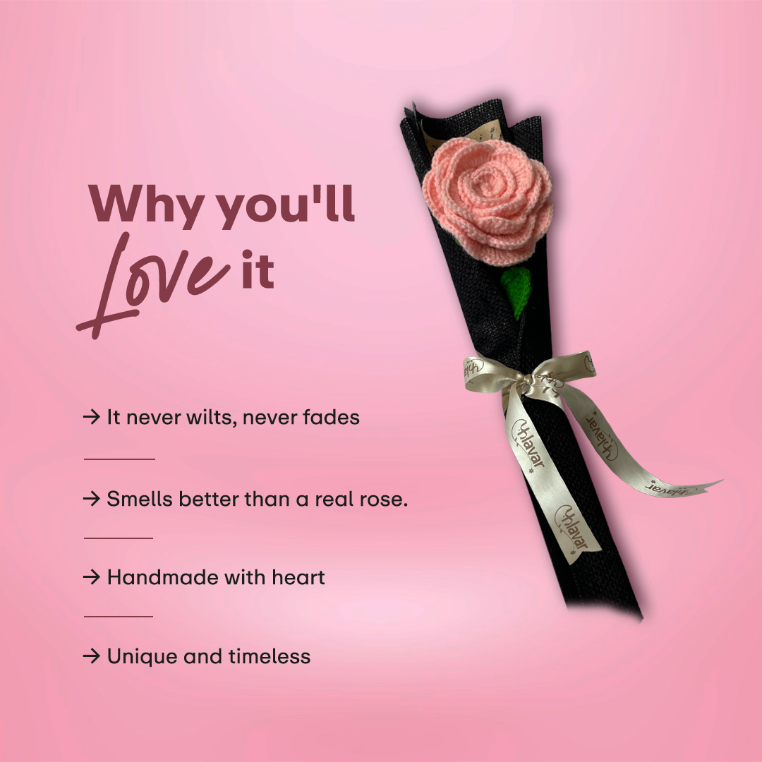 Single Crochet Pink Rose Bouquet