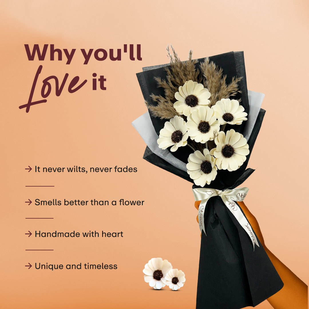 Daisy Dried Flower Bouquet - Elegant Set of 6