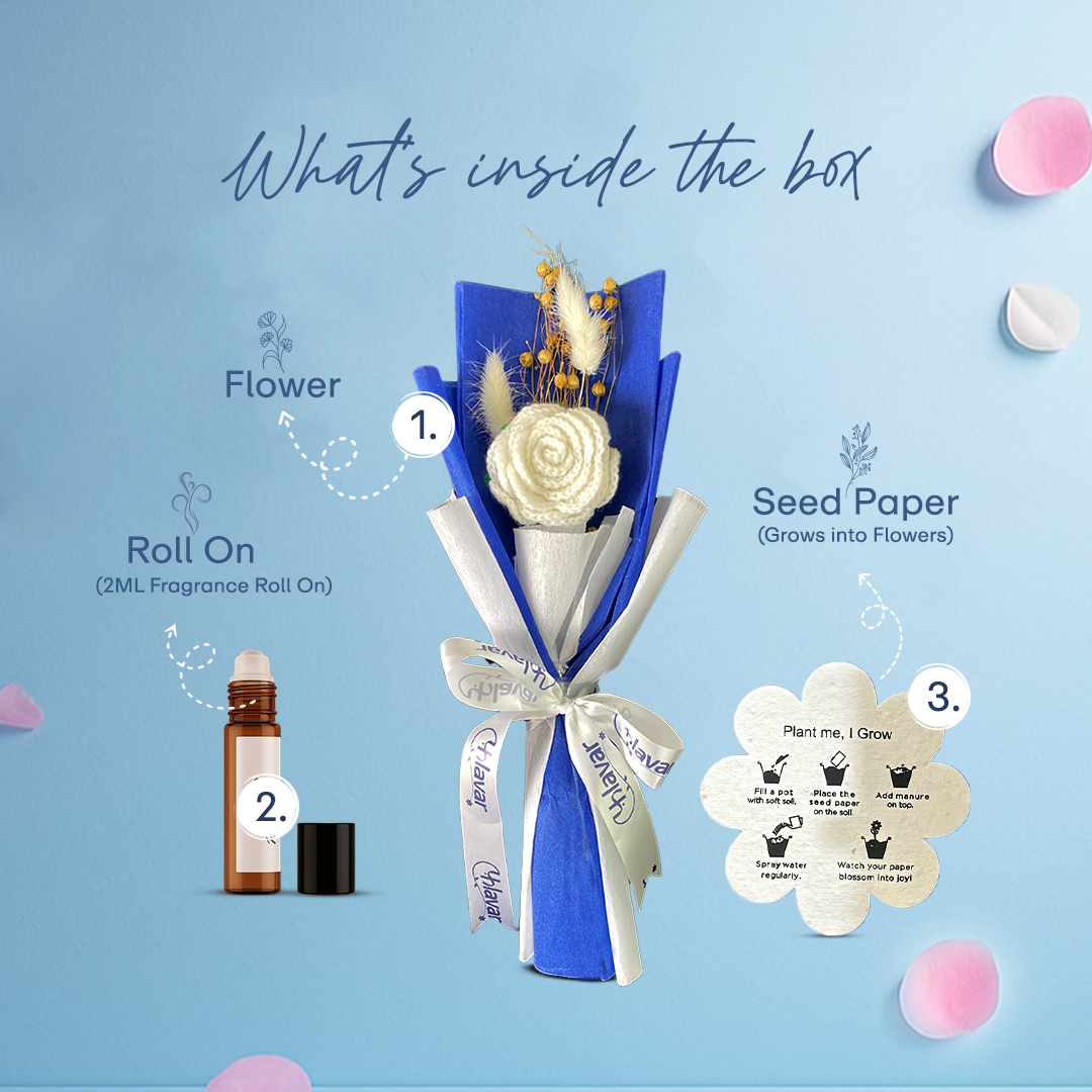 Single Crochet White Rose Bouquet