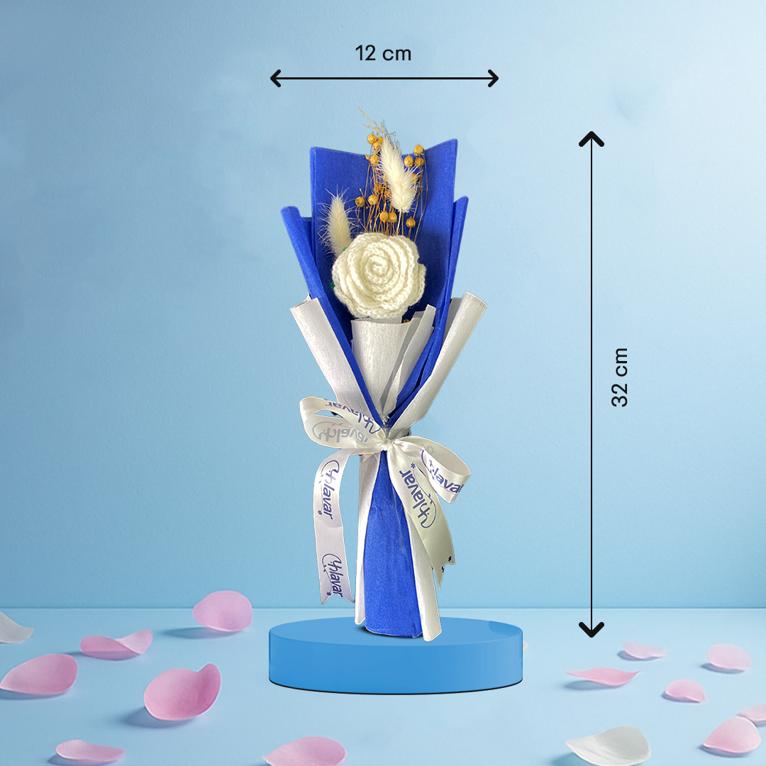 Single Crochet White Rose Bouquet